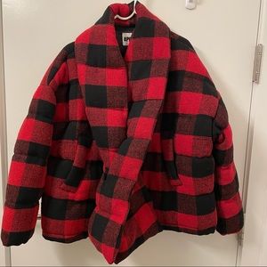 Apparis flannel puffer jacket with removable scarf. Super warm, only worn twice